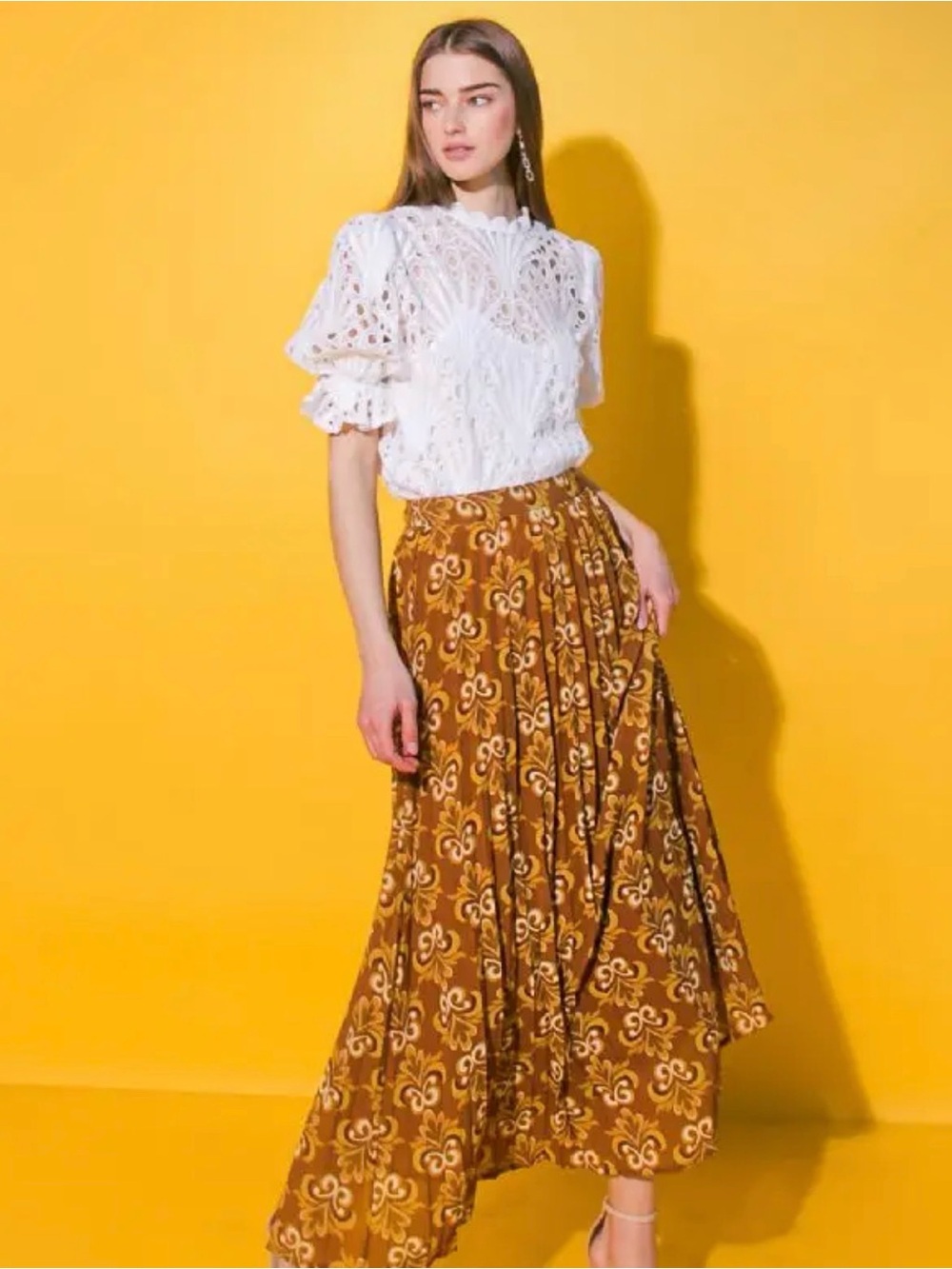 Flying Tomato Women’s Brown Patterned Maxi Skirt fall NWT